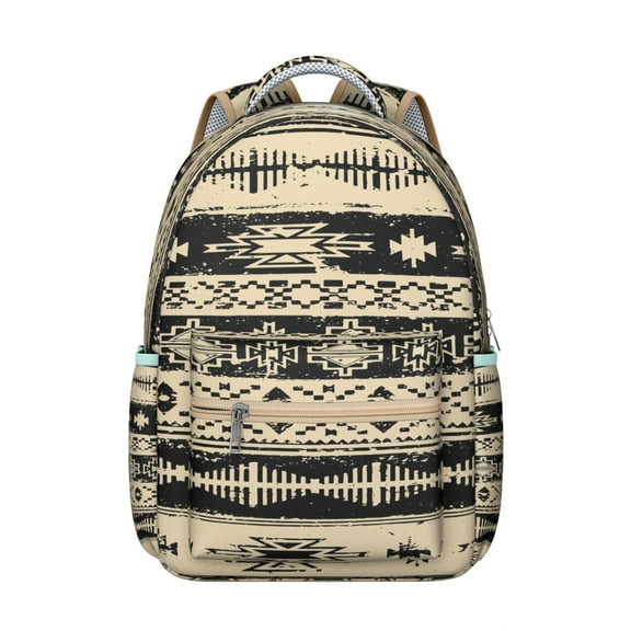 Boho Fashion Daypack - 17" Heavy Duty Oxford Fabric, Vintage Tribal Print, Roomy College Backpack for Women, Perfect for Dorm & Library