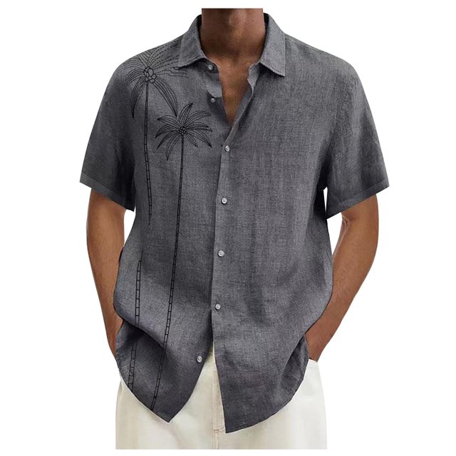 Designer Spring Summer Men's Casual Cotton Solid Color Short Sleeve Shirts Loose Shirts 4XL