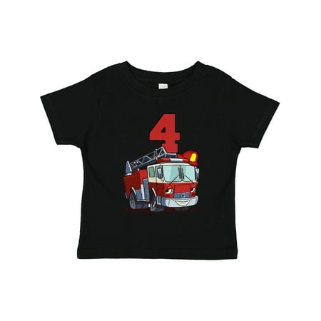 

Inktastic 4th Birthday Fire Truck Gift Toddler Boy or Toddler Girl T-Shirt