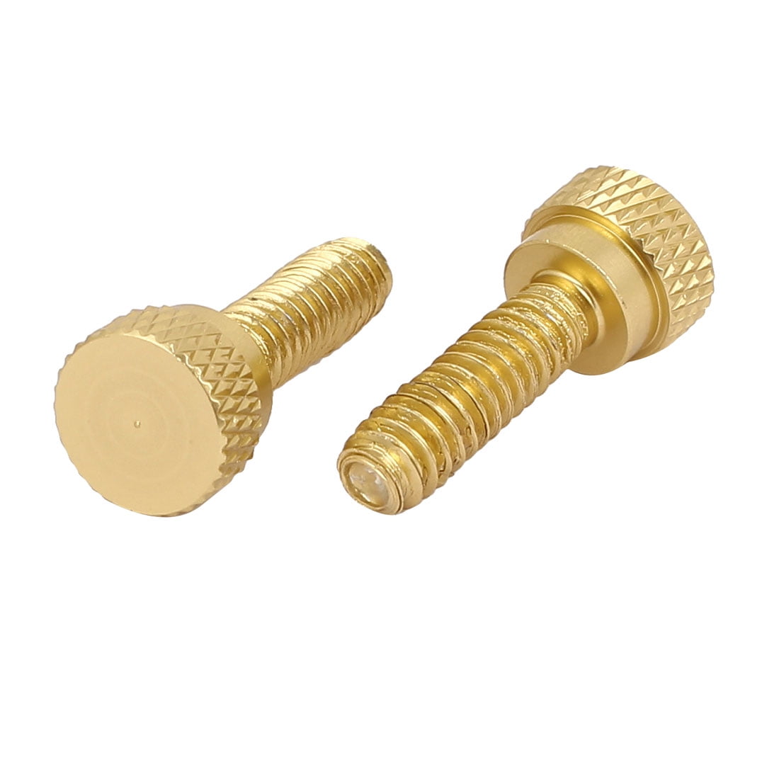 1/4" UNC Aluminum Shoulder Type Knurled Head Thumb Screws Gold Tone