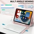 thumbnail image 3 of Keyboard Case for iPad 9th 8th 7th Generation (10.2 inch, 2021/2020/2019) Leather Shockproof Smart Cover with Pencil Holder, Detachable Wireless Bluetooth Rechargeable Keyboard Cover, Pink, 3 of 6