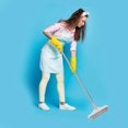 thumbnail image 4 of Brosse de sol double face en plastique pour salle de bain, carrelage, garage, blanc et gris, 4 of 4