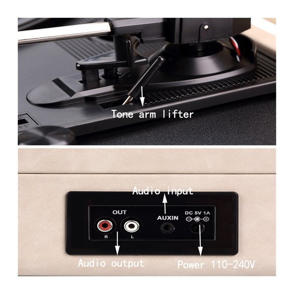 Turntable portable suitcase gramophone vinyl record player Bluetooth 5.0 33 45 78RPM phonograph retro record player sheepskin ,Easy to Use