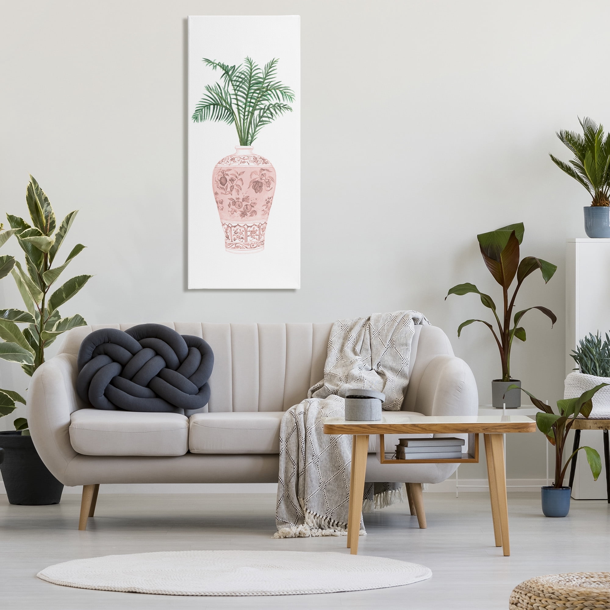 Stupell Industries Palm Leaves in Ornate Vase Botanical & Floral Painting Gallery Wrapped Canvas Art Print Wall Art, 20 x 48