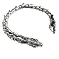 Fiaya Women Mens Sterling Silver Dragon Bracelet, 1PC Vintage Punk Style, Link Of Dragon Bracelet for Men Clasp, Gifts for Fathers, Sons, Husbands, Brothers