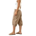 thumbnail image 5 of Karymi Womens Shorts Capri Jogger Pants, Elastic High Waist Baggy Cropped Harem Pants, Boho Casual Trousers With Side Pockets, 5 of 8