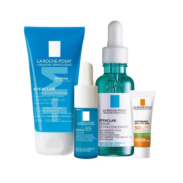 Kit Effaclar Serum Ultra Concentrado + Gel Limpiador Effaclar + Hyalu B5 Serum + Anthelios UVMune 40