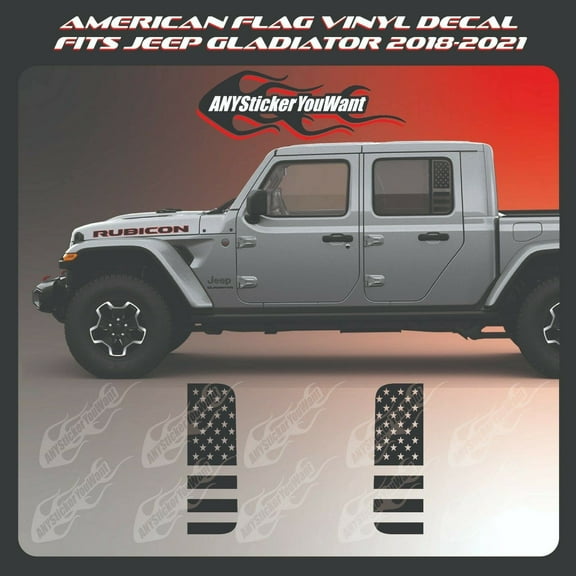 AnyStickerYouWant - USA American Flag Small Rear Side Window Decal Vinyl Sticker Fits & Compatible with Jeep Wrangler 2020