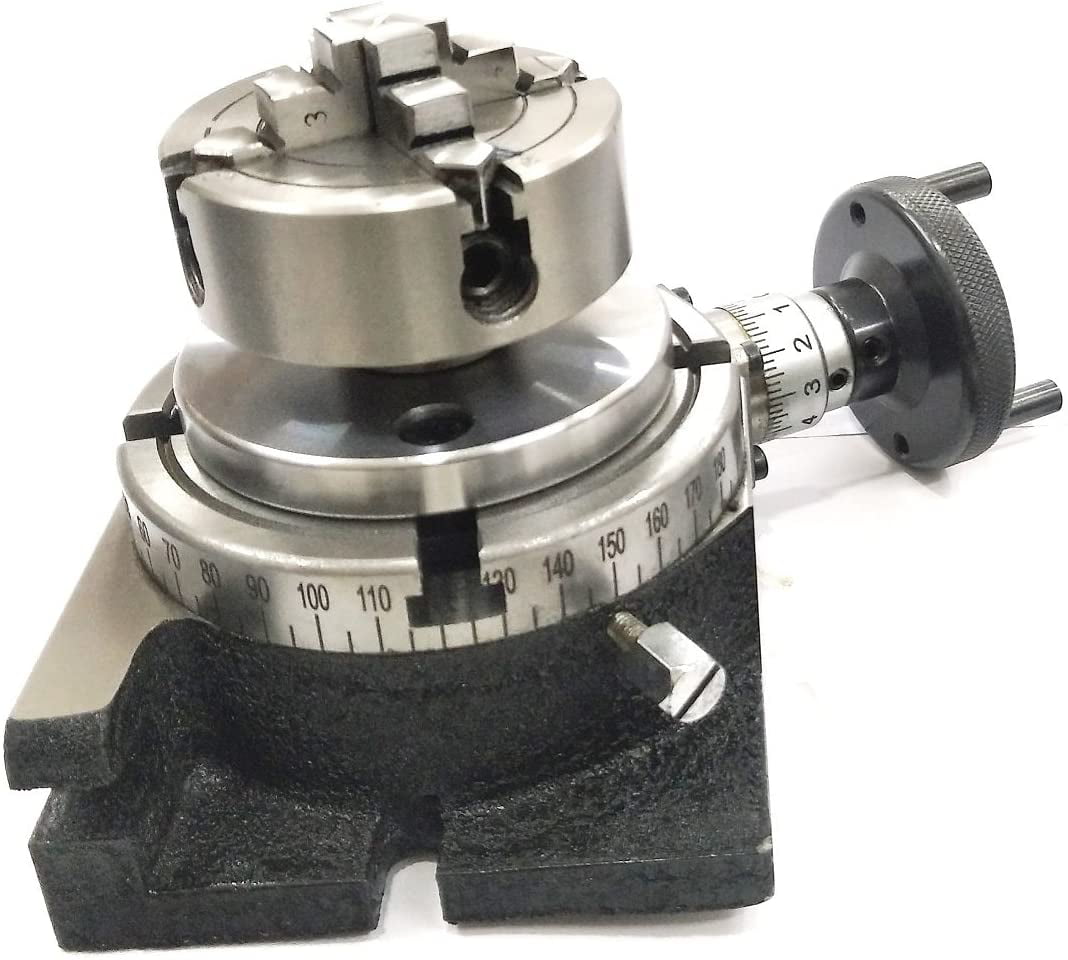 Rotary Table 4" with 80mm Self Centering Chuck with Backplate & Tailstock 