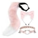 thumbnail image 5 of Tocado con orejas y cola larga, diadema con orejas de gato, disfraz de peluche, pinza para el pelo con orejas de peluche Rosa, 5 of 7