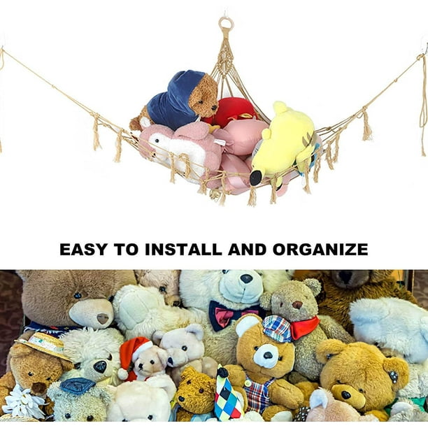 Filet de hamac pour jouets, filet de rangement pour jouets de chambre  d'enfants, jouets animaux en peluche, filet de hamac, support de rangement  organisateur