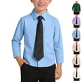 thumbnail image 5 of Long Sleeve Boys Dress Shirts, Boys Button Up Shirt Wrinkle-Free for Formal & Casual (Not Tie) Blue 110, 5 of 9