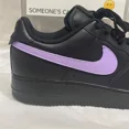 thumbnail image 3 of Ni&ke Air Force 1 Low Black (Lilac Custom Painted Swoosh) SC-#43B, 3 of 6