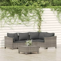 vidaXL 5 Piece Patio Lounge Set with Cushions Gray Poly Rattan