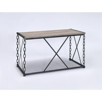 Wooden Desk With Metal X Frame Rustic Oak Brown - Saltoro Sherpi