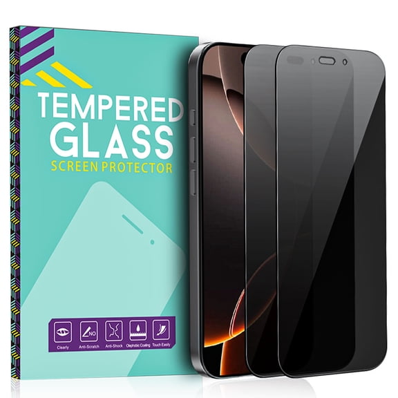Privacy Screen Protector for iPhone 15 PRO, 2 Pack True 28° Anti-Spy Full Coverage Shatterproof Tempered Glass, Easy Installation Frame, 9H Hardness