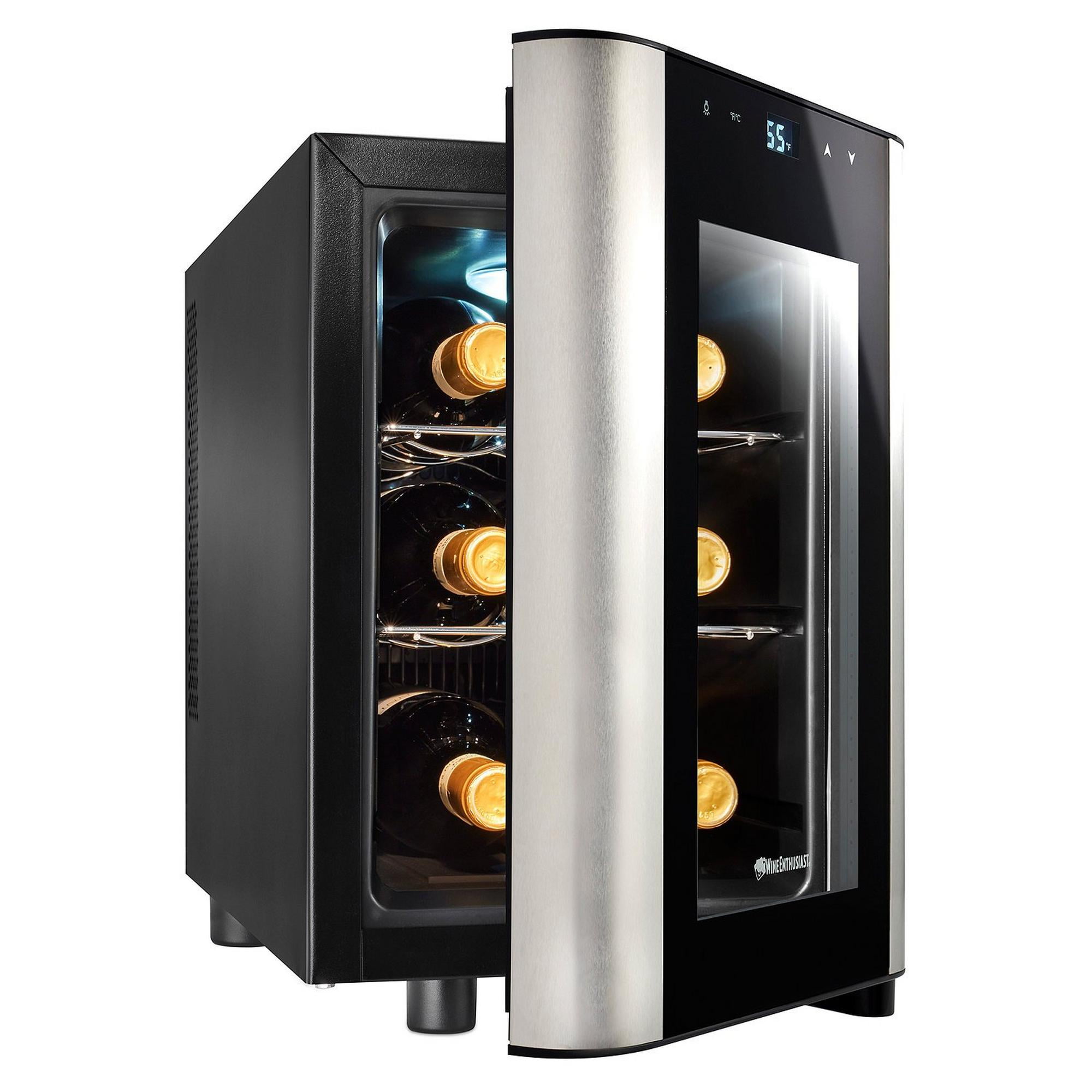 Magic Chef 6-Bottle Countertop Wine Cooler Compact Black Temperature Control 
