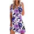 thumbnail image 1 of Vestido casual de mujer con hombros descubiertos y mangas cortas con estampado de espalda para adelgazar Fridja  bnh1222, 1 of 5