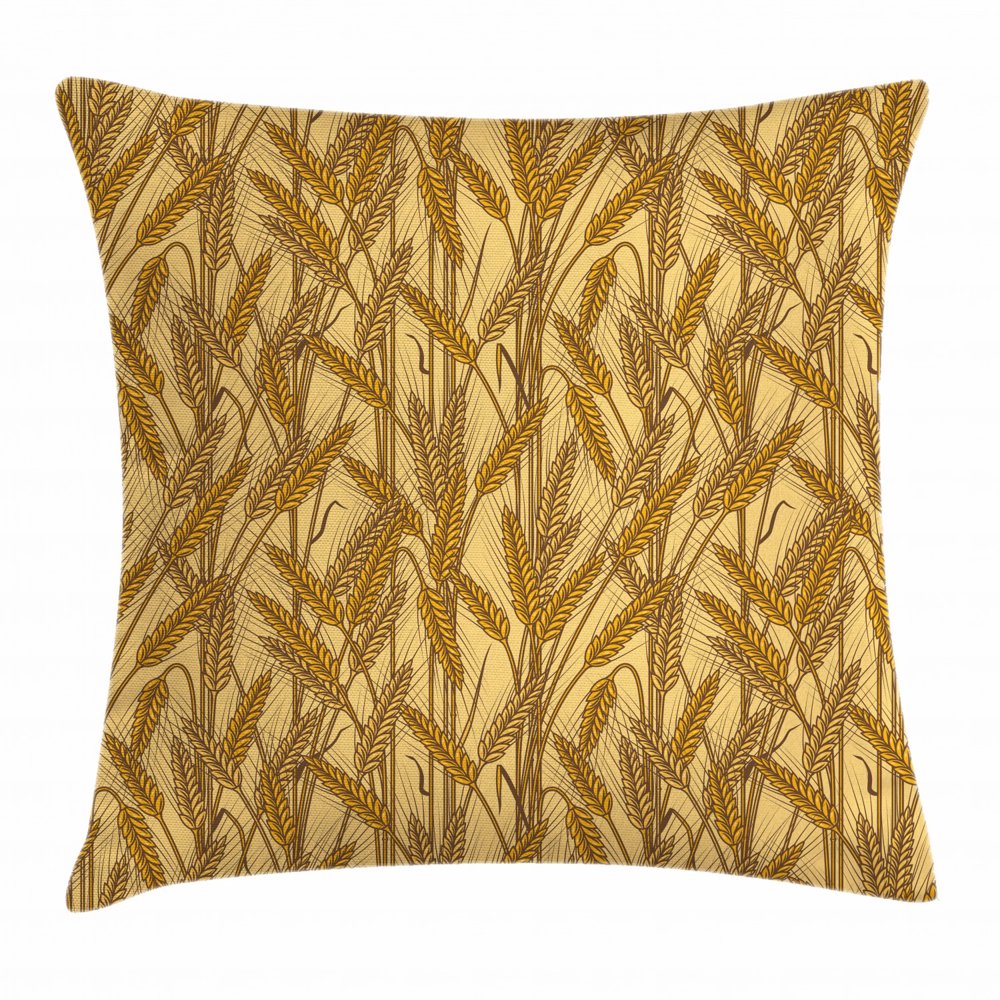 Harvest Throw Pillow Cushion Cover, Cereal Ears Rural Wheat Rye Field
