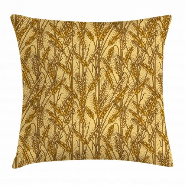 Harvest Throw Pillow Cushion Cover, Cereal Ears Rural Wheat Rye Field