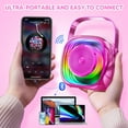 thumbnail image 3 of homicozy Mini Karaoke Machine for Kids, Portable Bluetooth Speaker with 2 Wireless Microphones, Christmas Gift for Girls Ages 3 4 5 6 7 8 9 10 11 12+, Family Party Toy (Pink-2Mic), 3 of 7