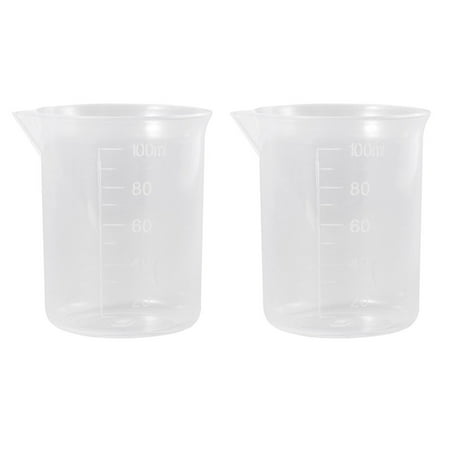 

WHAMVOX Transparent Plastic Beaker Liquid Measuring Cup for Lab Use with Graduations 100mL 2 PCS PP Plastic