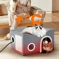 thumbnail image 2 of Indoor Heated Cat House, Adjustable Temperature Cat Heating Bed with Timer and Chew Resistant Cord, Large Cat House with Heating Pad for Small Medium and Large Cats, 2 of 8