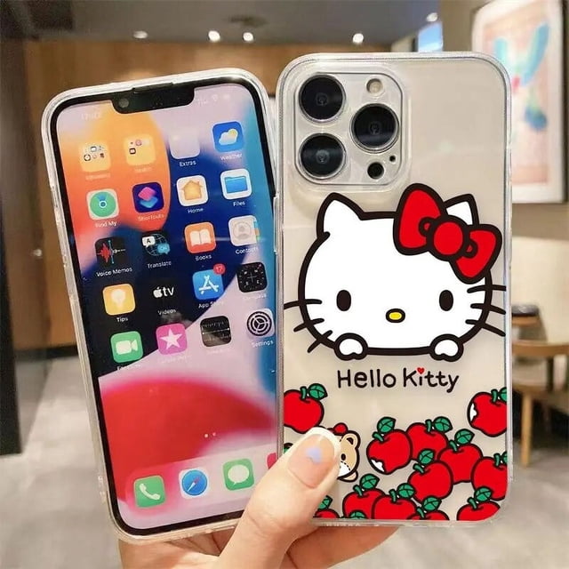Clear Phone Case For iPhone Apple 14 12 13 Mini 11 Pro SE 8 7 6 6S Plus X XR XS Max SE Case Funda Shell Cartoon Hello Kitty Cat Fashion