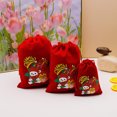 thumbnail image 2 of Christmas Velvet Bags Small Candy Gift Bag Cute Pattern Santa Snowman Drawstring Pouch Xmas Party Favor Jewelry Packaging Bags, 2 of 3