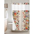 thumbnail image 6 of No Hook Shower Curtain with Snap in Liner, Blossom Garden Spring Flower Bird Waterproof Bath Curtain Double Layers with See Through Top Window, Watercolor Floral Leaves Hotel Shower Curtains 36x72in, 6 of 9