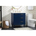thumbnail image 2 of Elegant Decor Baldwin 30" Solid Wood and MDF Bathroom Vanity in Blue, 2 of 8