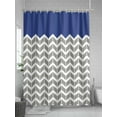 thumbnail image 5 of Blue Geometric Shower Curtain Set, Waterproof Shower Curtains for Bathroom, White Chevron Modern Abstract Art Aesthetics Washable Fabric Cloth Bath Curtain for Bathtub with Hooks 48x72 Inches, 5 of 6