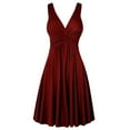 thumbnail image 1 of Ketyyh-chn99 Robes de Printemps pour Femmes 2024 Robe Évasée à Fleurs Robe d'Été pour Femmes Décontractée à Manches Courtes Unie à Col en V avec Poche Robe Ample pour Dames Robe de Fête Robe de Plage Rouge,2TG, 1 of 5