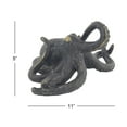 thumbnail image 3 of 11" x 5" Black Polystone Octopus Sculpture with Long Tentacles and Suctions Detailing, by DecMode, 3 of 7