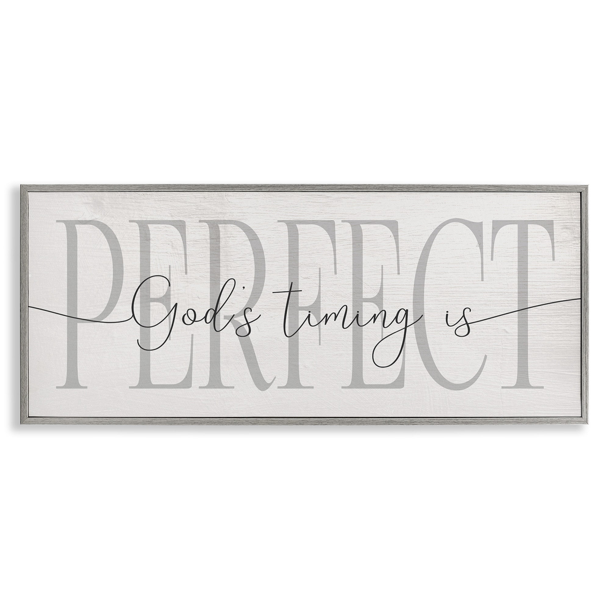 Stupell Industries God's Timing is Perfect Phrase Farmhouse Pattern, 24 x 10, Design by Daphne Polselli