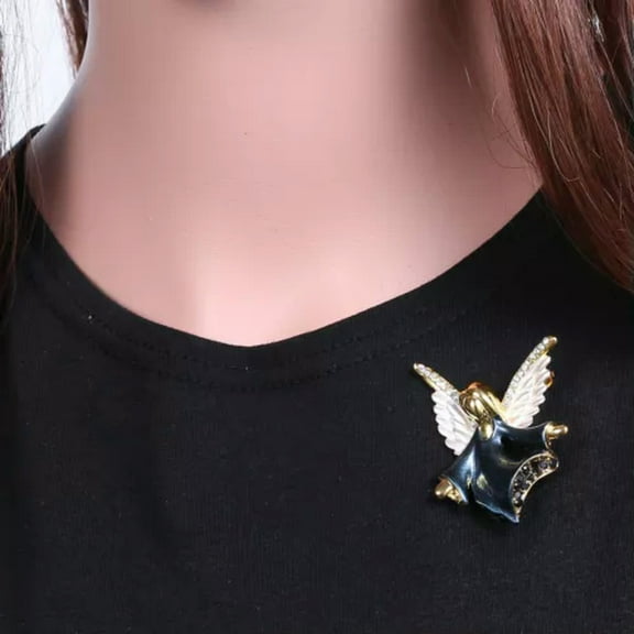 GKNET Christmas Angel Series Crystal Brooch Pins Xmas Costumes Wedding Woman Jewelry-Dark Blue Angel