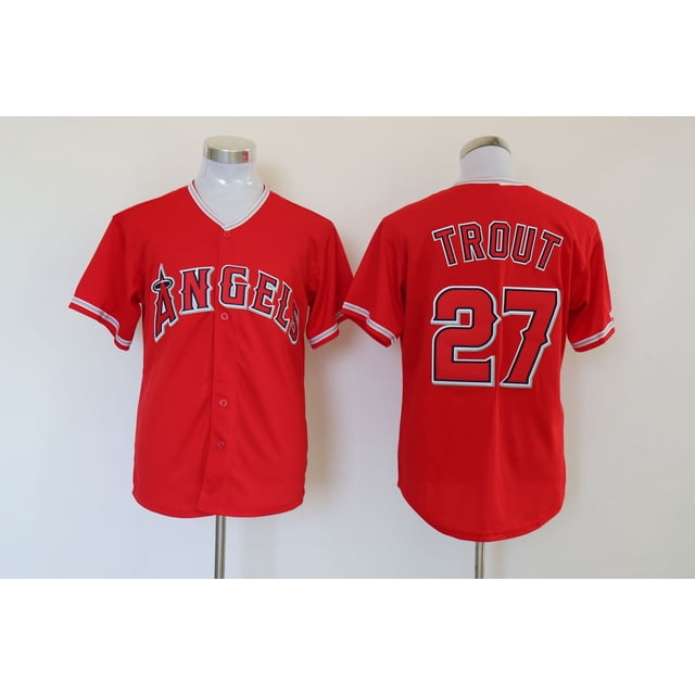 Angels Jersey Uniform Baseball Uniform 27#17 Fan Elite Baseball Uniform Button T-Sleeve Sports Shirt