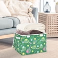 thumbnail image 3 of Yayeee Collapsible Storage Bin with Lid Fabric Closet Decorative Basket with Handles, Green Tennis Pattern, 3 of 7