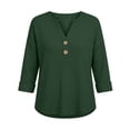 thumbnail image 3 of FchengtaiS Womens 3/4 Sleeve Waffle Knit Tops Button Down V Neck Shirts Spring Fall Casual Business Outfits, 3 of 7