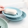 thumbnail image 2 of Soap Dish Oval Shaped Double Draining Soap Holder Dish Drainer (Blue), 2 of 6