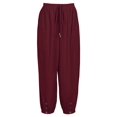 thumbnail image 2 of Plus Size Women's Solid Bow Knot Elastic Button Decor Casual Pants with Pockets, 2 of 14