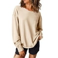 thumbnail image 2 of Ashirexll Crewneck Sweatshirts Women, Fall Sweatshirts for Women, Ladies' Solid Color Casual Long Sleeve Loose Sweatshirts Fall Tops, 2 of 7