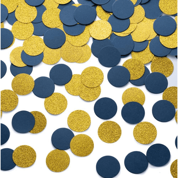 200PCS Navy Blue and Gold Glitter Round Confetti, Circle Paper Table Scatter for Parties
