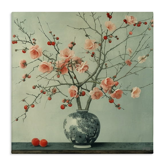 Stupell Industries Historical Flower Vase Plants & Flowers Painting Wrapped Canvas Art Print Wall Art, 17 x 17