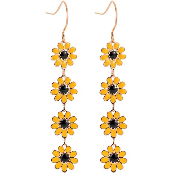 Spring Sweet Daisy Flower Sunflower Drop Dangle Lightweight Earrings Summer Holiday Elegant Cute Long Floral Tassel Earrings Jewelry for Women