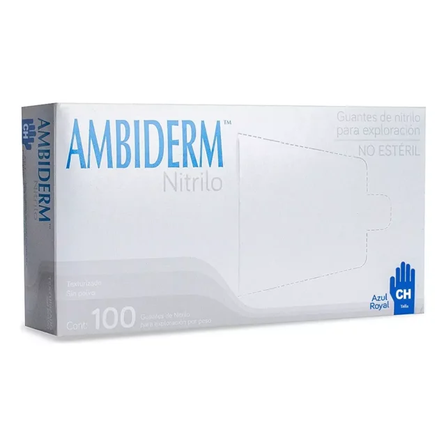 Guante De Nitrilo Marca Ambiderm Talla Chica Con 100piezas