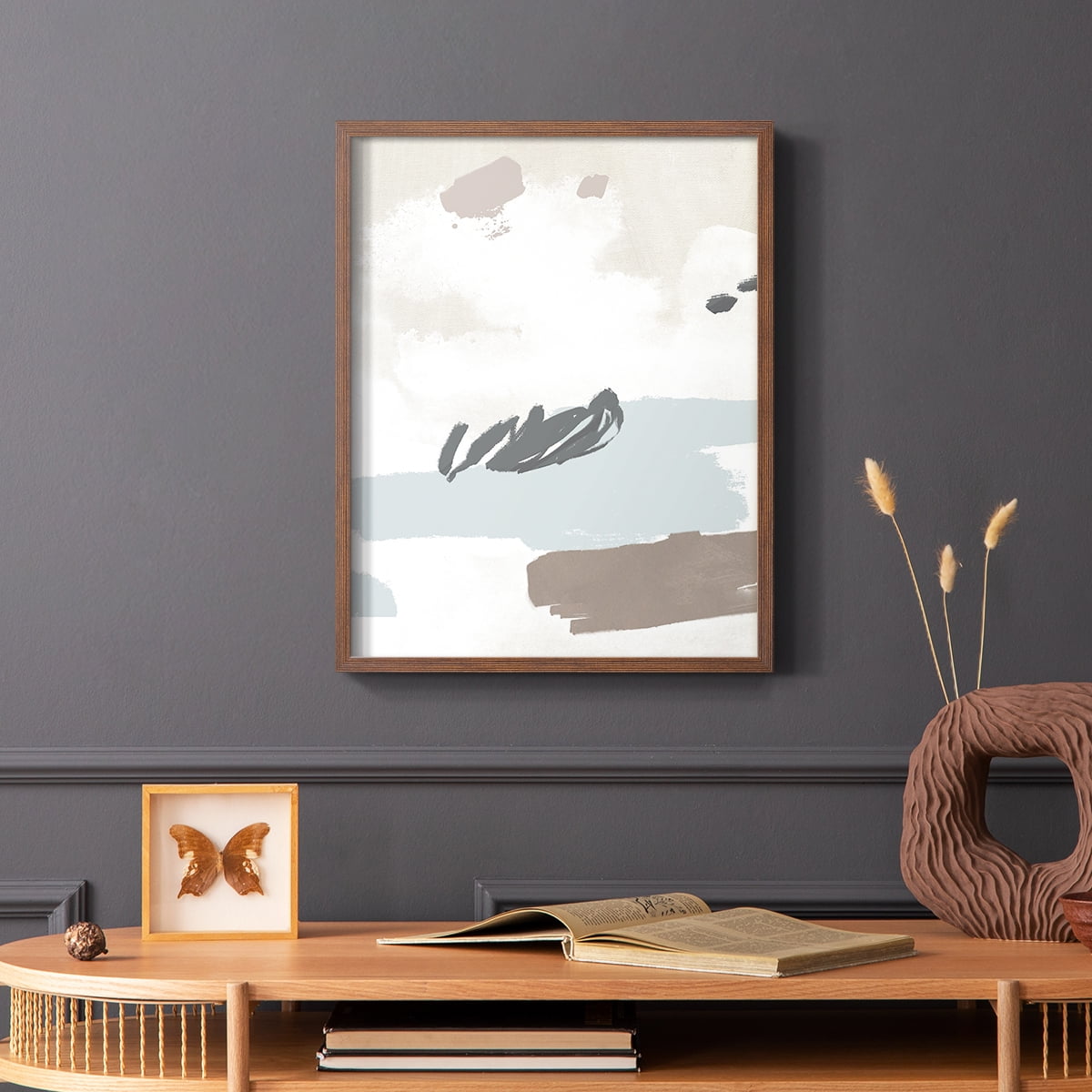 Neutral Wash II Framed Print in Brown Solid Wood Framed Print No Nail Hanging