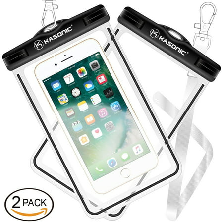 Kasonic Waterproof case, Universal Waterproof Bag Pouch, Clear Sensitive Touch Screen, for iPhone 7/6/6S Plus/5/5s/5c Galaxy S7/S7 Edge/S6/S5/S4 Note 4/3 LG G5/G3?Black 2 (Best Price For Note 2)