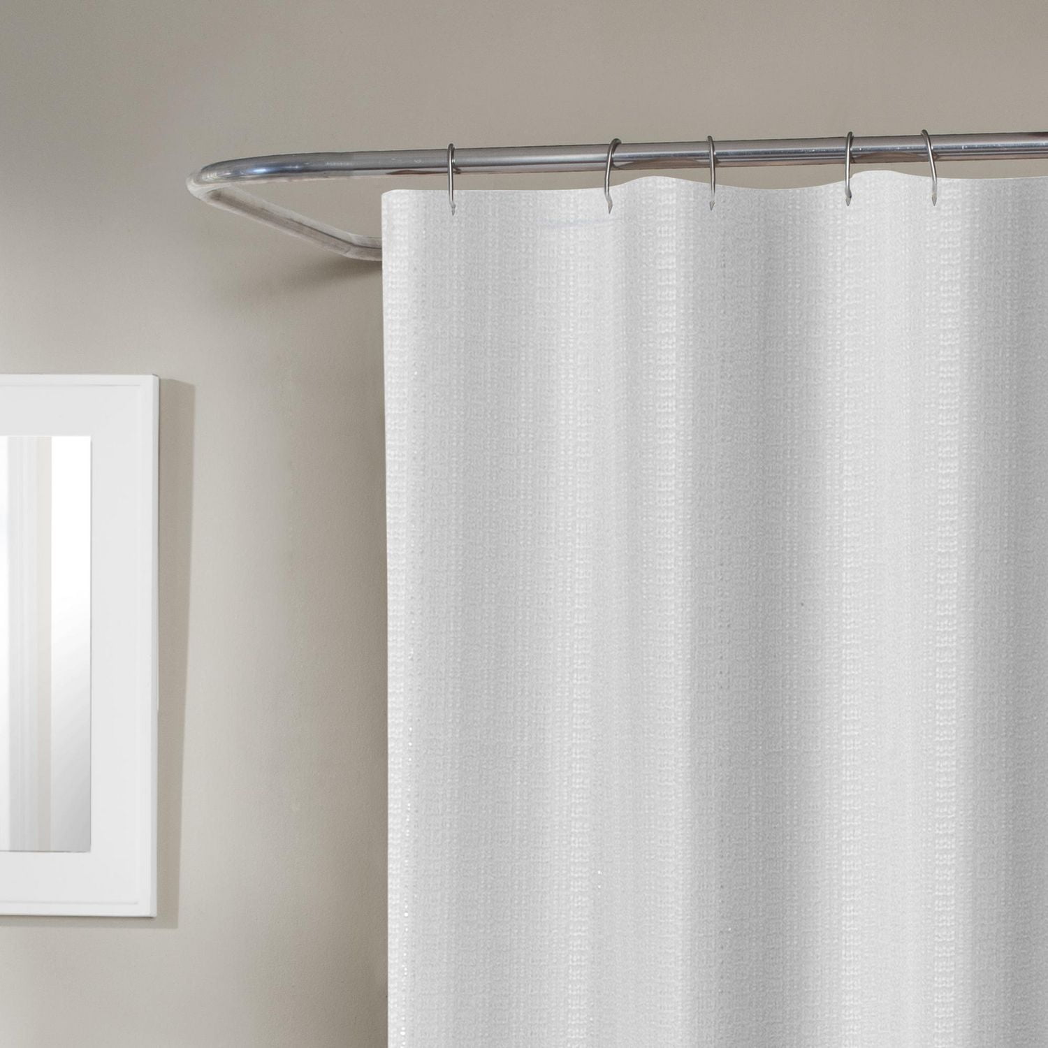 Rideau de douche en tissu scintillant Mira Home Trends, blanc et argent Rideau douche scintillant