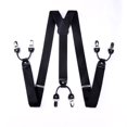 thumbnail image 6 of HISDERN Suspenders and Bow Ties for Mens Black Bowties Suspender Pocket Square Set Y Shape 6 Clips, 6 of 9